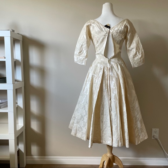 XS New Look, 1948 Cotton Brocade Dress, mint but needs zip - Picture 6 of 13